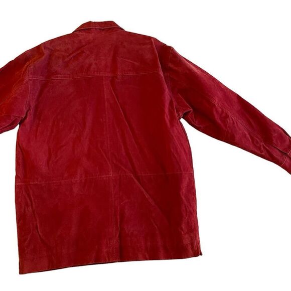 EUC B.C. Clothing Red Suede Jacket with Buttons - Picture 14 of 15